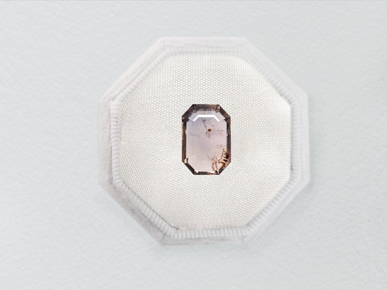 1.02ct Purple/Orange Cut Corner Portrait Cut Rectangle Sapphire - Lelya - bespoke engagement and wedding rings made in Scotland, UK