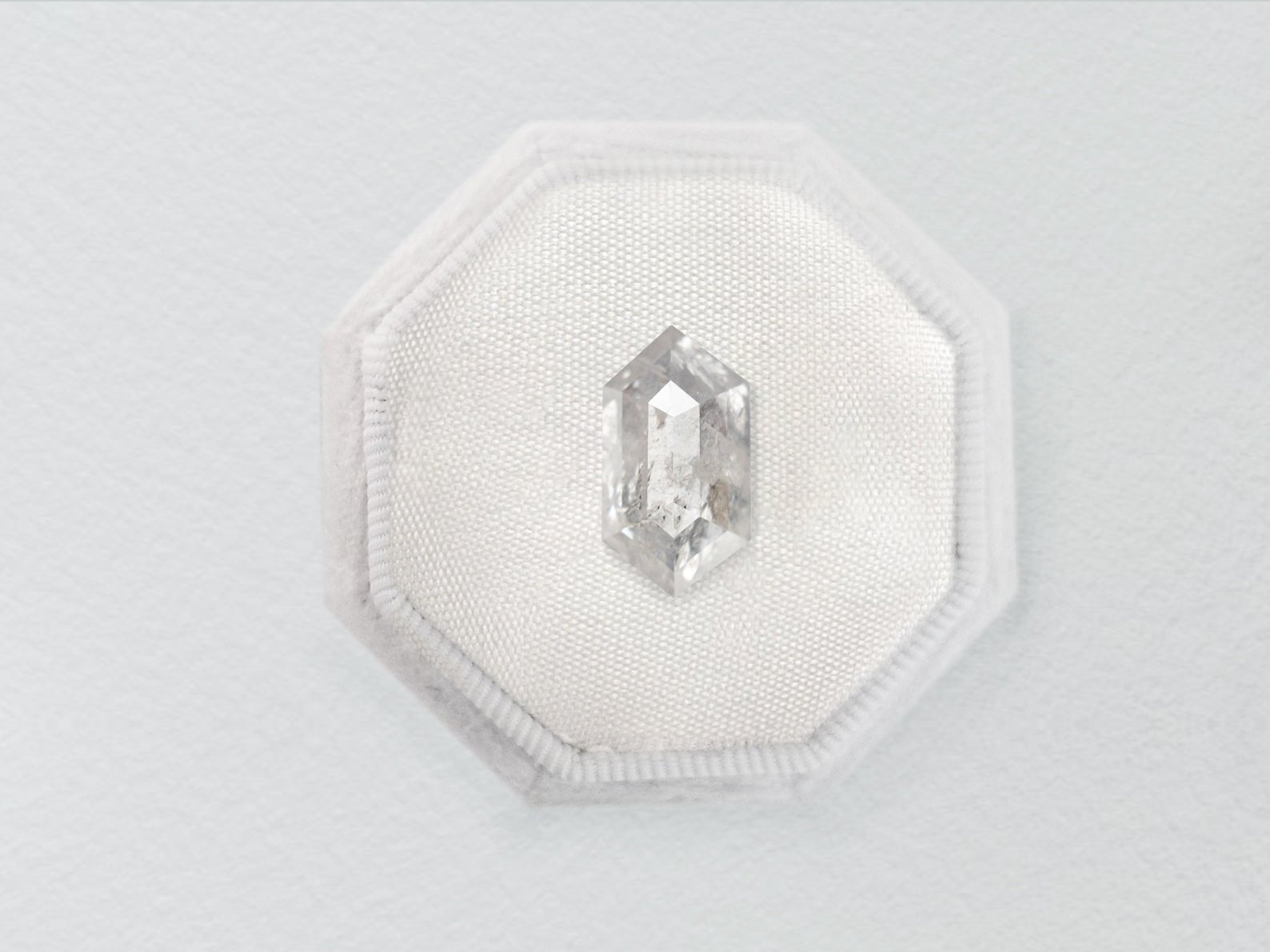 1.26ct Icy Salt and Pepper Hexagon Step Cut Diamond - Lelya - bespoke engagement and wedding rings made in Scotland, UK