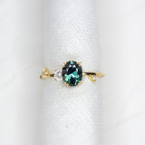 1.29ct Teal Oval Brilliant Sapphire - Lelya - bespoke engagement and wedding rings made in Scotland, UK