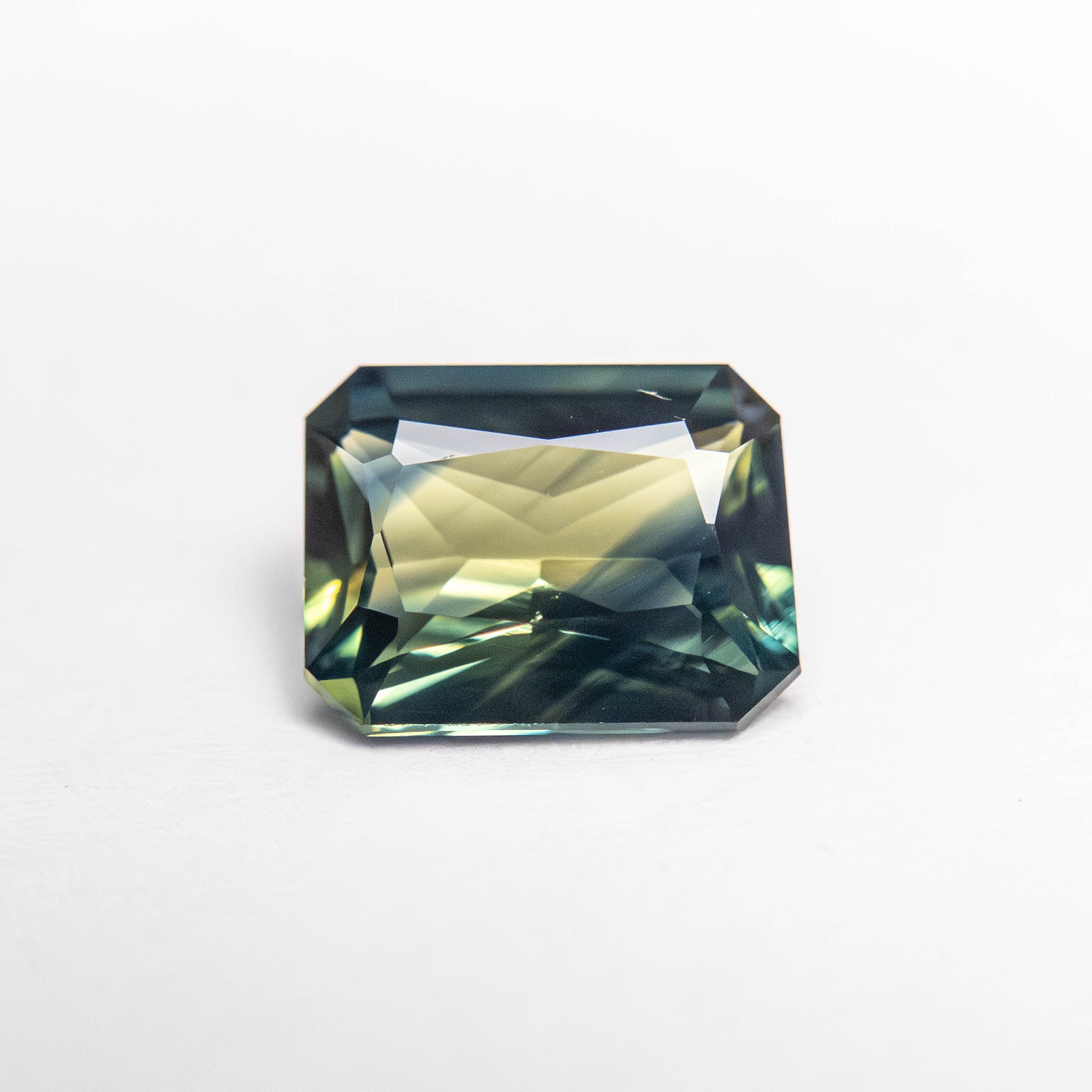 1.4ct Parti Teal-Yellow Cut Corner Rectangle Brilliant Sapphire - Lelya - bespoke engagement and wedding rings made in Scotland, UK