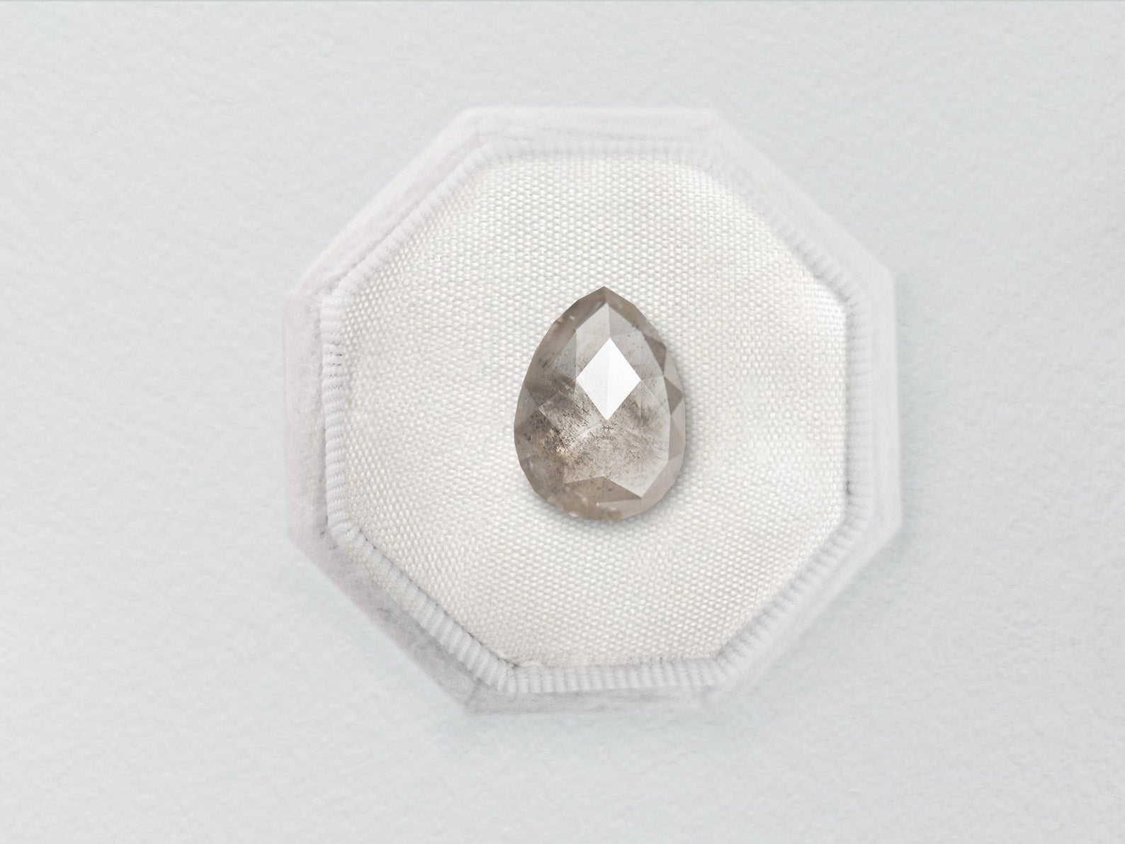 1.6ct Salt and Pepper Pear Rosecut Diamond - Lelya - bespoke engagement and wedding rings made in Scotland, UK