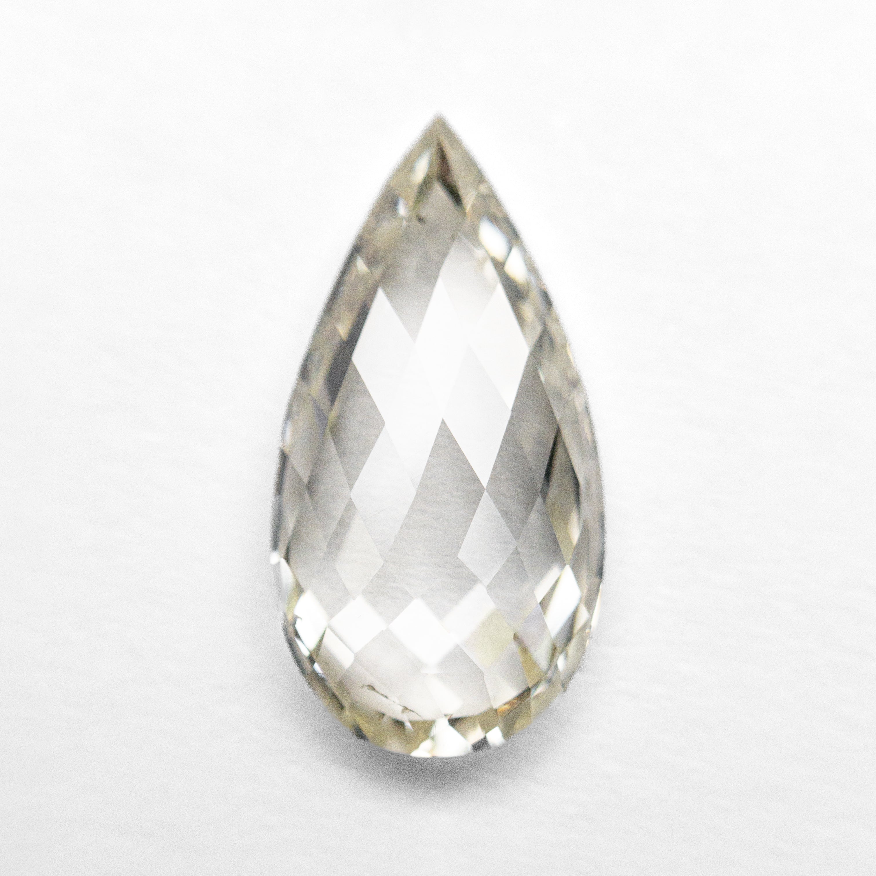2.02ct Light Yellow Modern French Pear Rose Cut Diamond (SI1) - Lelya - bespoke engagement and wedding rings made in Scotland, UK