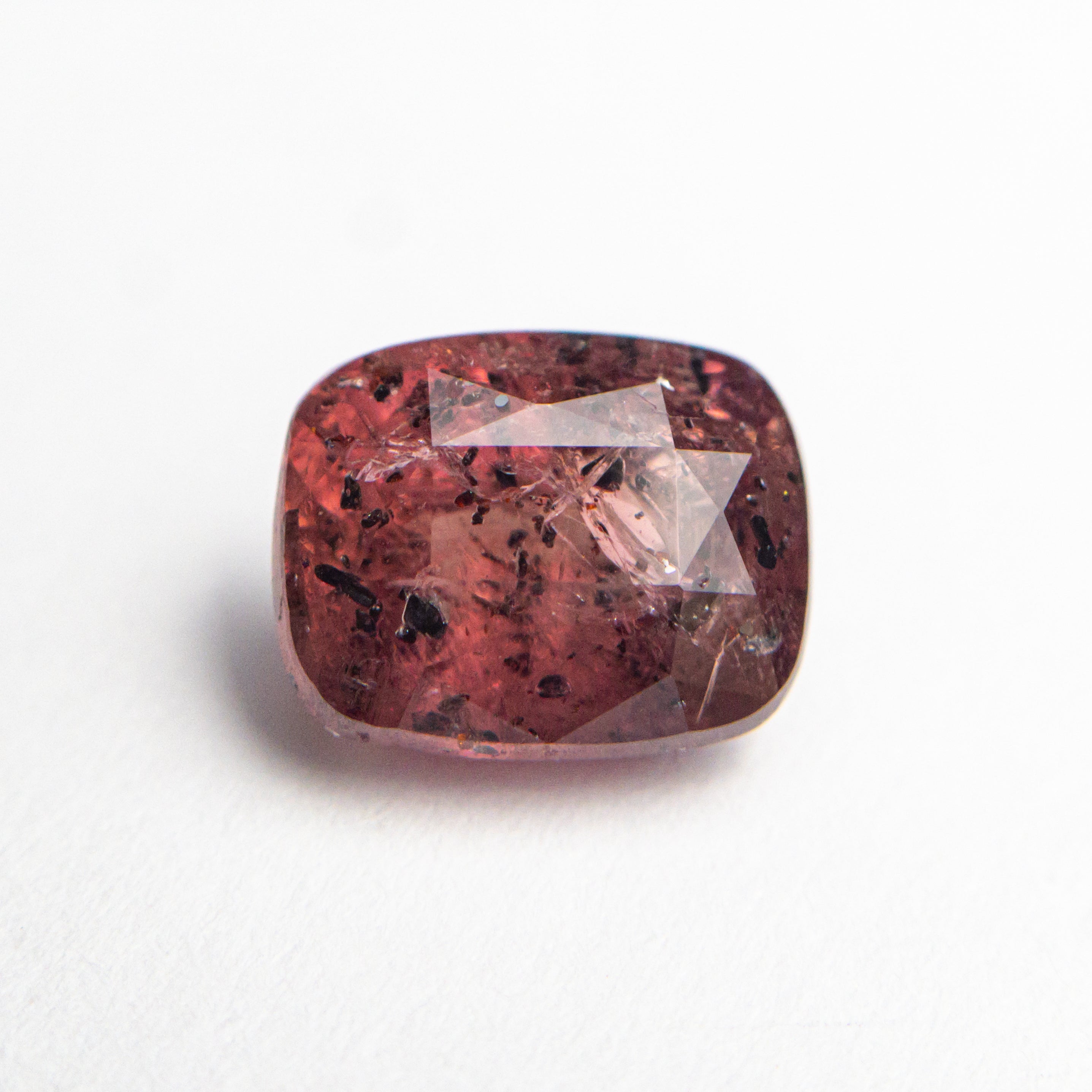2.3ct Strawberry Red Cushion Brilliant Sapphire - Lelya - bespoke engagement and wedding rings made in Scotland, UK