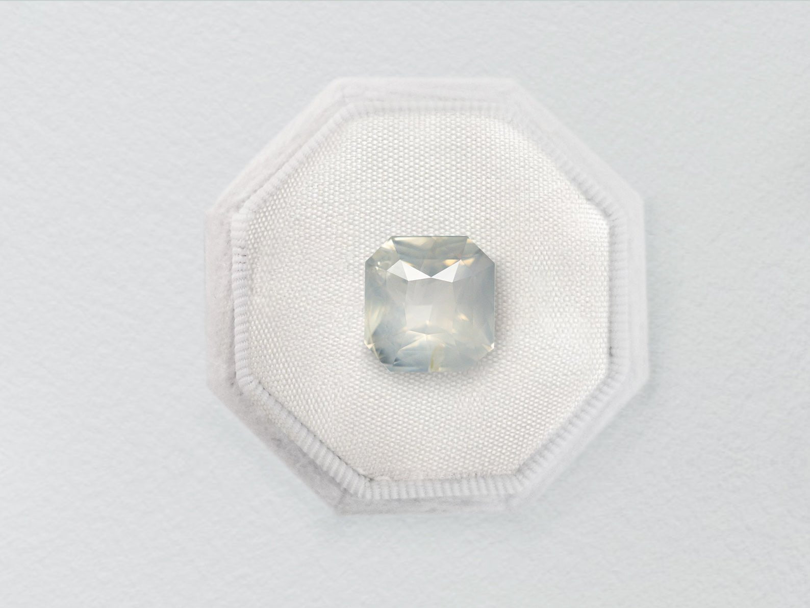 2.56ct White Cut Corner Square Brilliant Sapphire - Lelya - bespoke engagement and wedding rings made in Scotland, UK