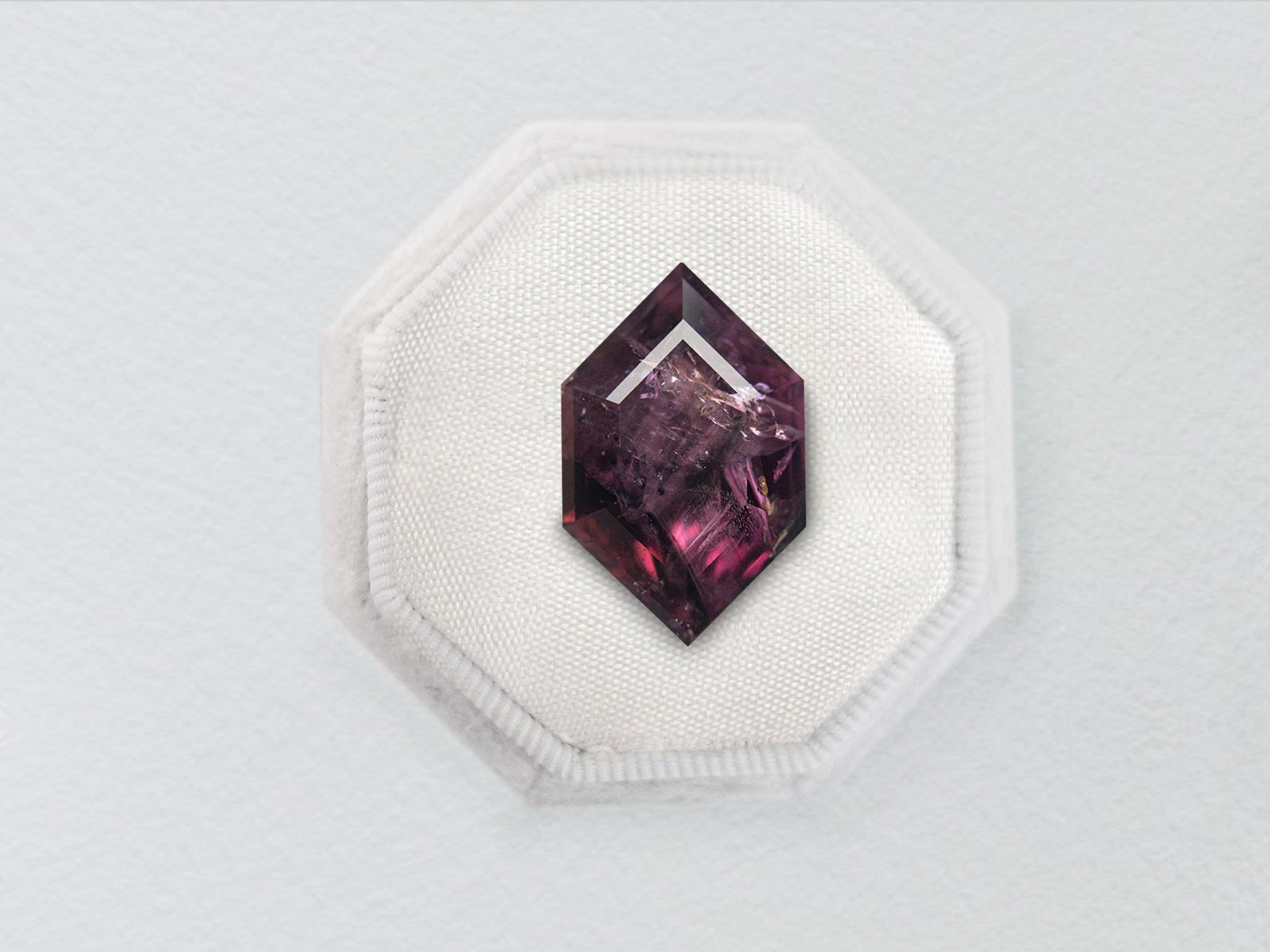 4.92ct Purple Hexagon Step Cut Sapphire - Lelya - bespoke engagement and wedding rings made in Scotland, UK
