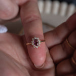 Custom 0.52ct Pink Orange Sapphire Halo Ring - Lelya - bespoke engagement and wedding rings made in Scotland, UK