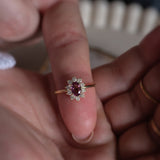 Custom 0.52ct Pink Orange Sapphire Halo Ring - Lelya - bespoke engagement and wedding rings made in Scotland, UK
