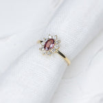 Custom 0.52ct Pink Orange Sapphire Halo Ring - Lelya - bespoke engagement and wedding rings made in Scotland, UK