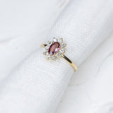 Custom 0.52ct Pink Orange Sapphire Halo Ring - Lelya - bespoke engagement and wedding rings made in Scotland, UK
