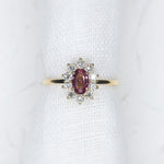Custom 0.52ct Pink Orange Sapphire Halo Ring - Lelya - bespoke engagement and wedding rings made in Scotland, UK