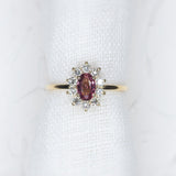 Custom 0.52ct Pink Orange Sapphire Halo Ring - Lelya - bespoke engagement and wedding rings made in Scotland, UK