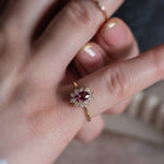 Custom 0.52ct Pink Orange Sapphire Halo Ring - Lelya - bespoke engagement and wedding rings made in Scotland, UK
