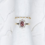 Custom 0.52ct Pink Orange Sapphire Halo Ring - Lelya - bespoke engagement and wedding rings made in Scotland, UK