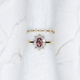 Custom 0.52ct Pink Orange Sapphire Halo Ring - Lelya - bespoke engagement and wedding rings made in Scotland, UK