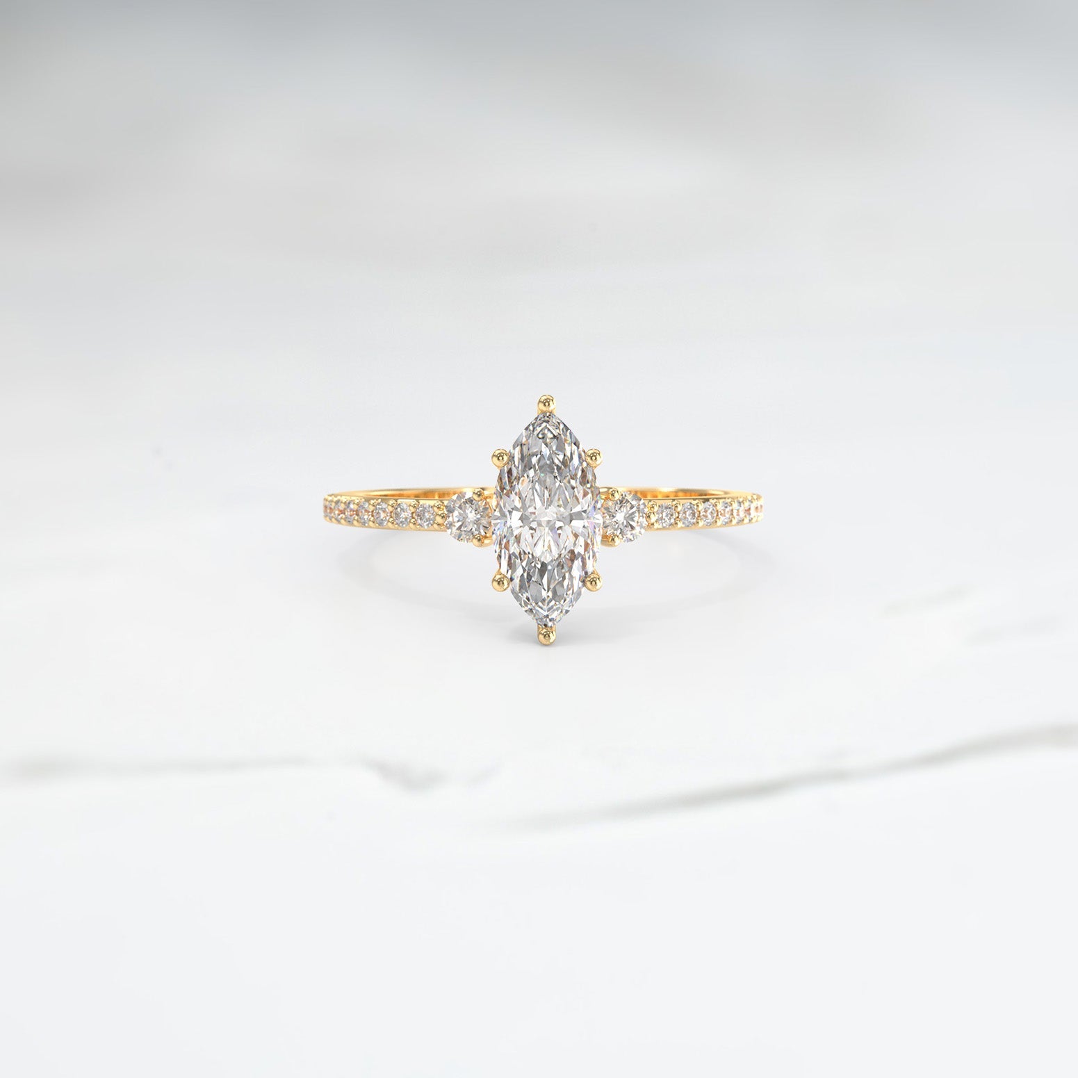 Diamond Stella Frost Triad Ring - Lelya - bespoke engagement and wedding rings made in Scotland, UK