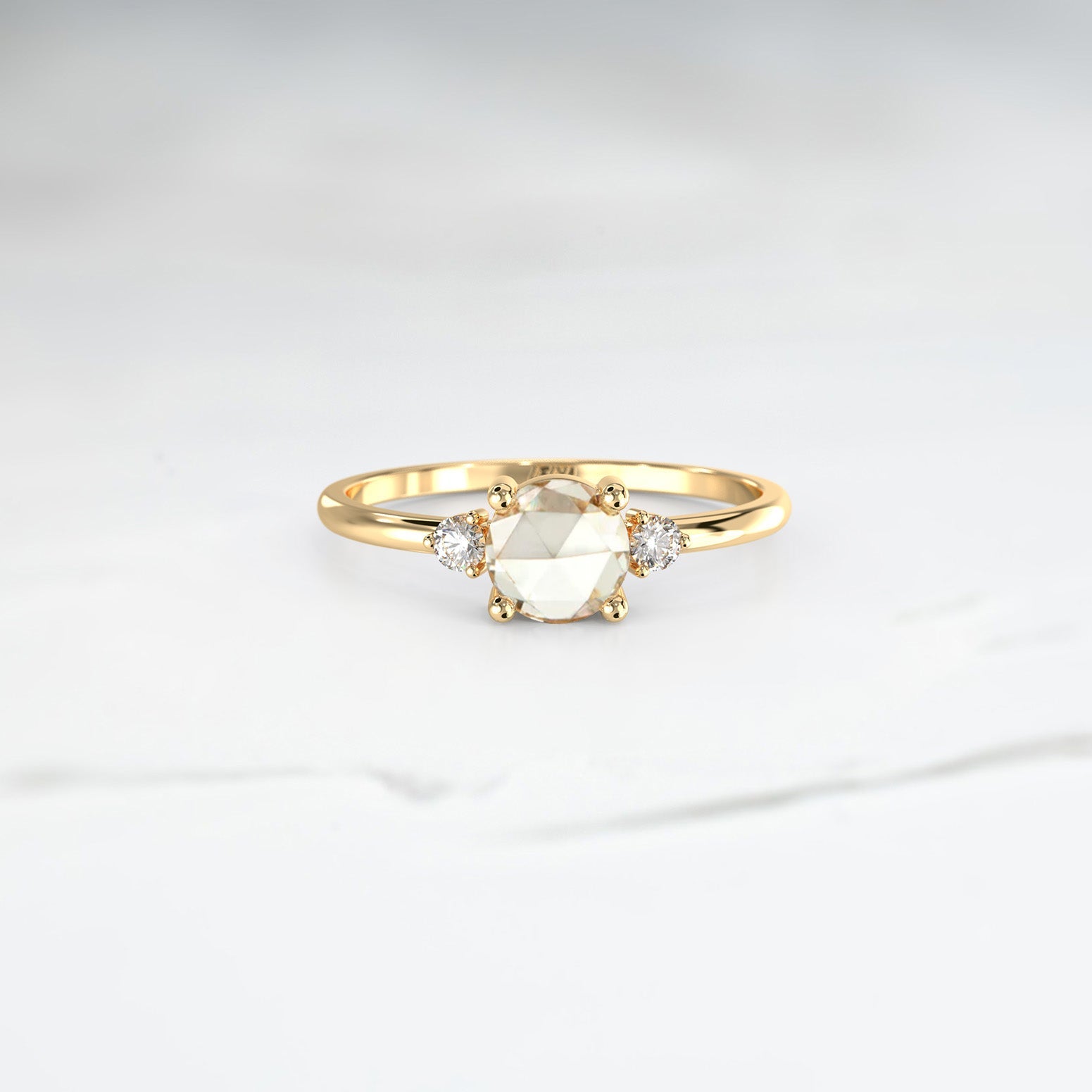 Rose Diamond Halley Triad Ring - Lelya - bespoke engagement and wedding rings made in Scotland, UK