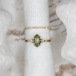 0.93ct Green Rose Cut Stella Triad Ring - Lelya - bespoke engagement and wedding rings made in Scotland, UK