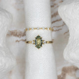 0.93ct Green Rose Cut Stella Triad Ring - Lelya - bespoke engagement and wedding rings made in Scotland, UK