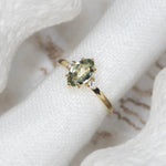 0.93ct Green Rose Cut Stella Triad Ring - Lelya - bespoke engagement and wedding rings made in Scotland, UK
