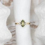 0.93ct Green Rose Cut Stella Triad Ring - Lelya - bespoke engagement and wedding rings made in Scotland, UK