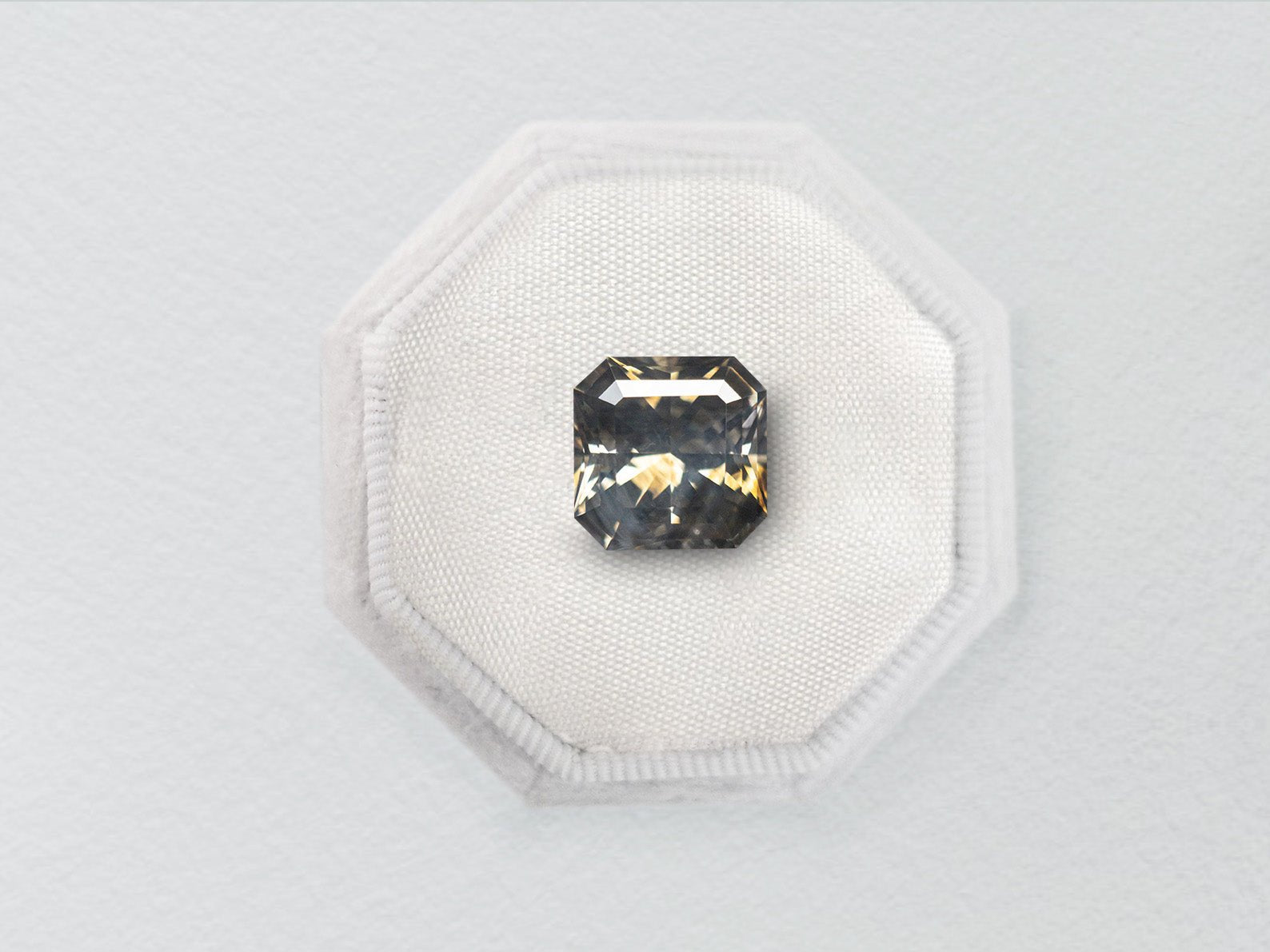 0.97ct Golden - Brown Cut Corner Square Brilliant Sapphire - Lelya - bespoke engagement and wedding rings made in Scotland, UK