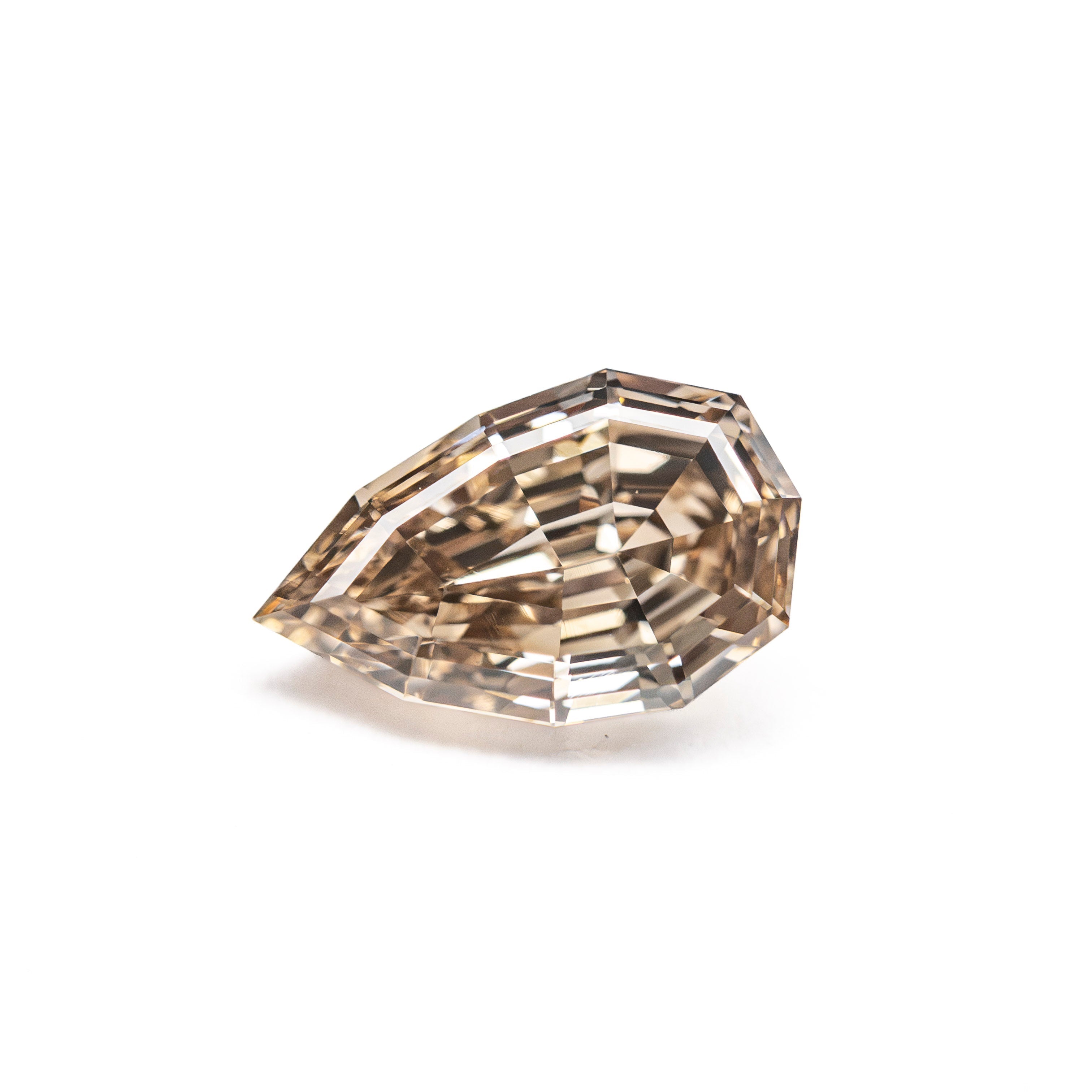 1.07ct 8.54x5.34x3.34 VS2 Fancy Orangey Brown Geo Pear Step Cut 28053-01 - Lelya - bespoke engagement and wedding rings made in Scotland, UK