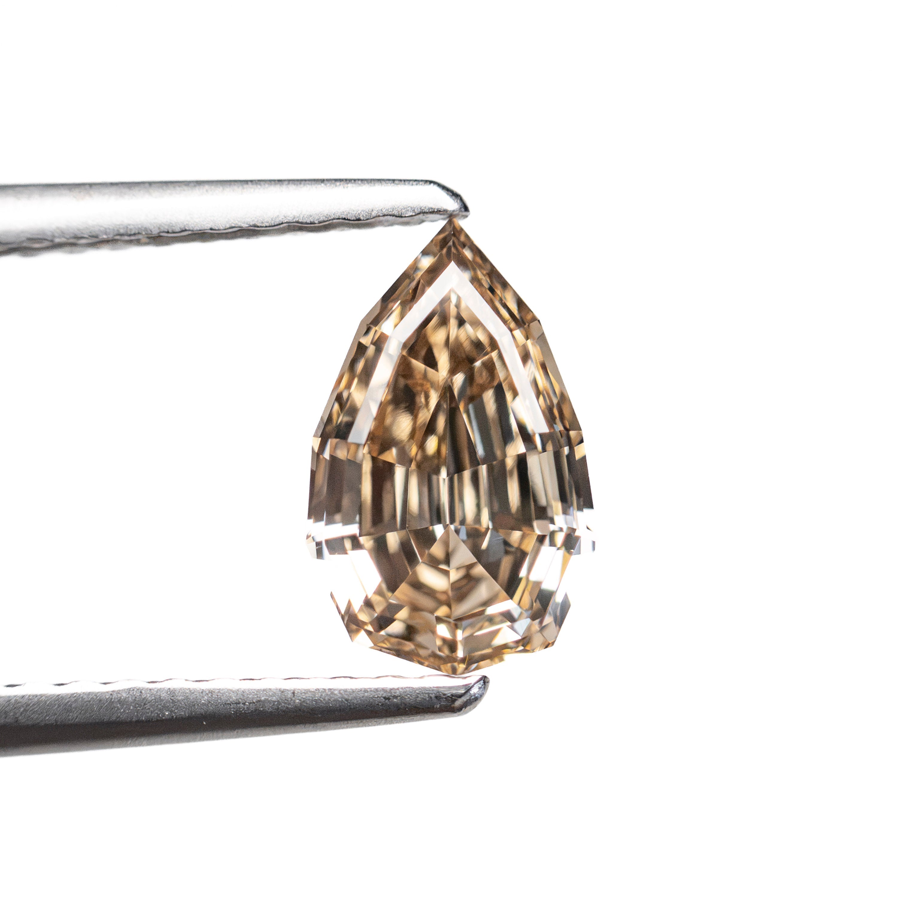 1.07ct 8.54x5.34x3.34 VS2 Fancy Orangey Brown Geo Pear Step Cut 28053-01 - Lelya - bespoke engagement and wedding rings made in Scotland, UK