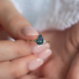 1.13ct Pear Teal Sapphire Gaia Triad Ring - Lelya - bespoke engagement and wedding rings made in Scotland, UK