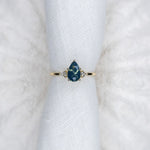 1.13ct Pear Teal Sapphire Gaia Triad Ring - Lelya - bespoke engagement and wedding rings made in Scotland, UK