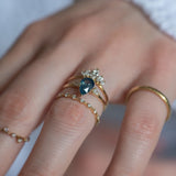 1.13ct Pear Teal Sapphire Gaia Triad Ring - Lelya - bespoke engagement and wedding rings made in Scotland, UK