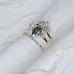 1.13ct Pear Teal Sapphire Gaia Triad Ring - Lelya - bespoke engagement and wedding rings made in Scotland, UK