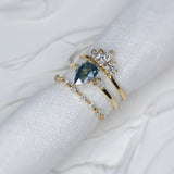 1.13ct Pear Teal Sapphire Gaia Triad Ring - Lelya - bespoke engagement and wedding rings made in Scotland, UK