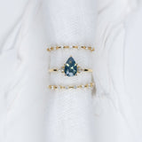 1.13ct Pear Teal Sapphire Gaia Triad Ring - Lelya - bespoke engagement and wedding rings made in Scotland, UK