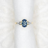 1.21ct Blue Aurora Triad Ring - Lelya - bespoke engagement and wedding rings made in Scotland, UK