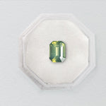 1.29ct Green Cut Corner Rectangle Step Cut Sapphire - Lelya - bespoke engagement and wedding rings made in Scotland, UK