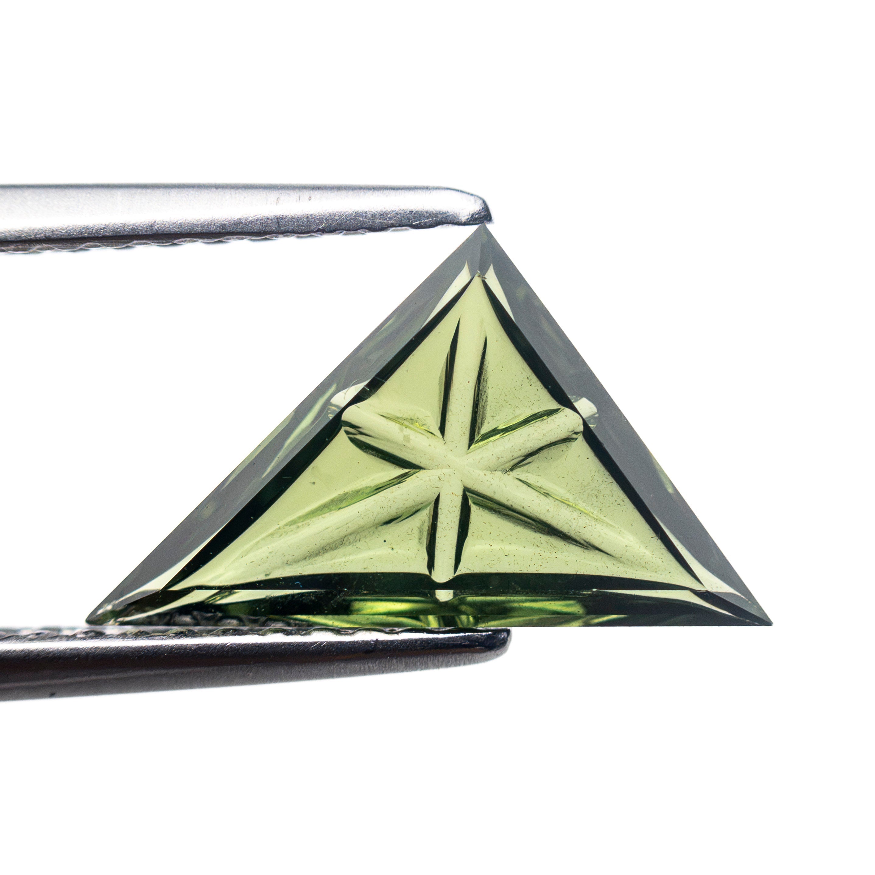 1.33ct 7.38x12.60x1.96mm Triangle Fantasy Cut Sapphire 27762-04 - Lelya - bespoke engagement and wedding rings made in Scotland, UK