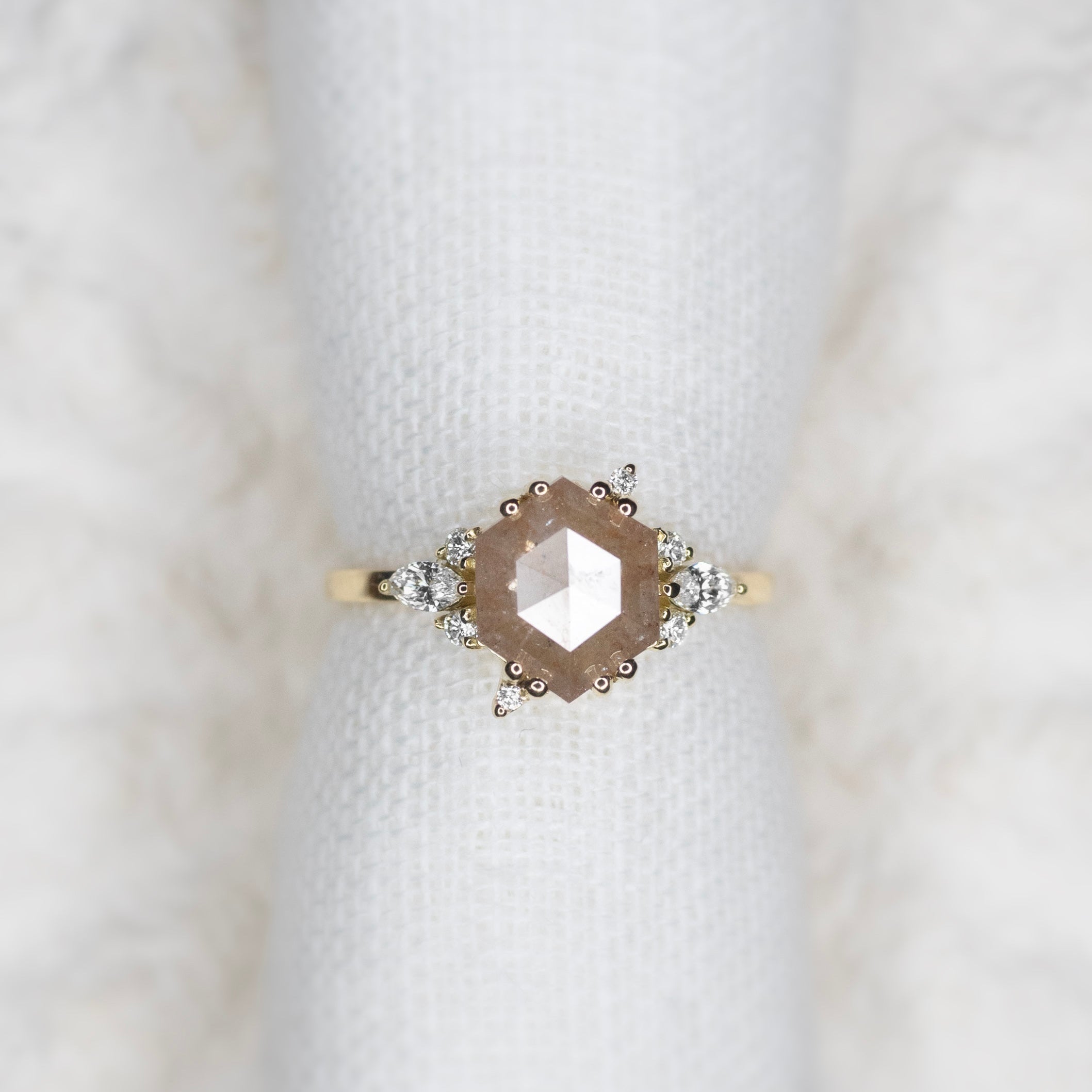 1.67ct Rustic Hexagon Diamond Ancient Light Ring - Lelya - bespoke engagement and wedding rings made in Scotland, UK