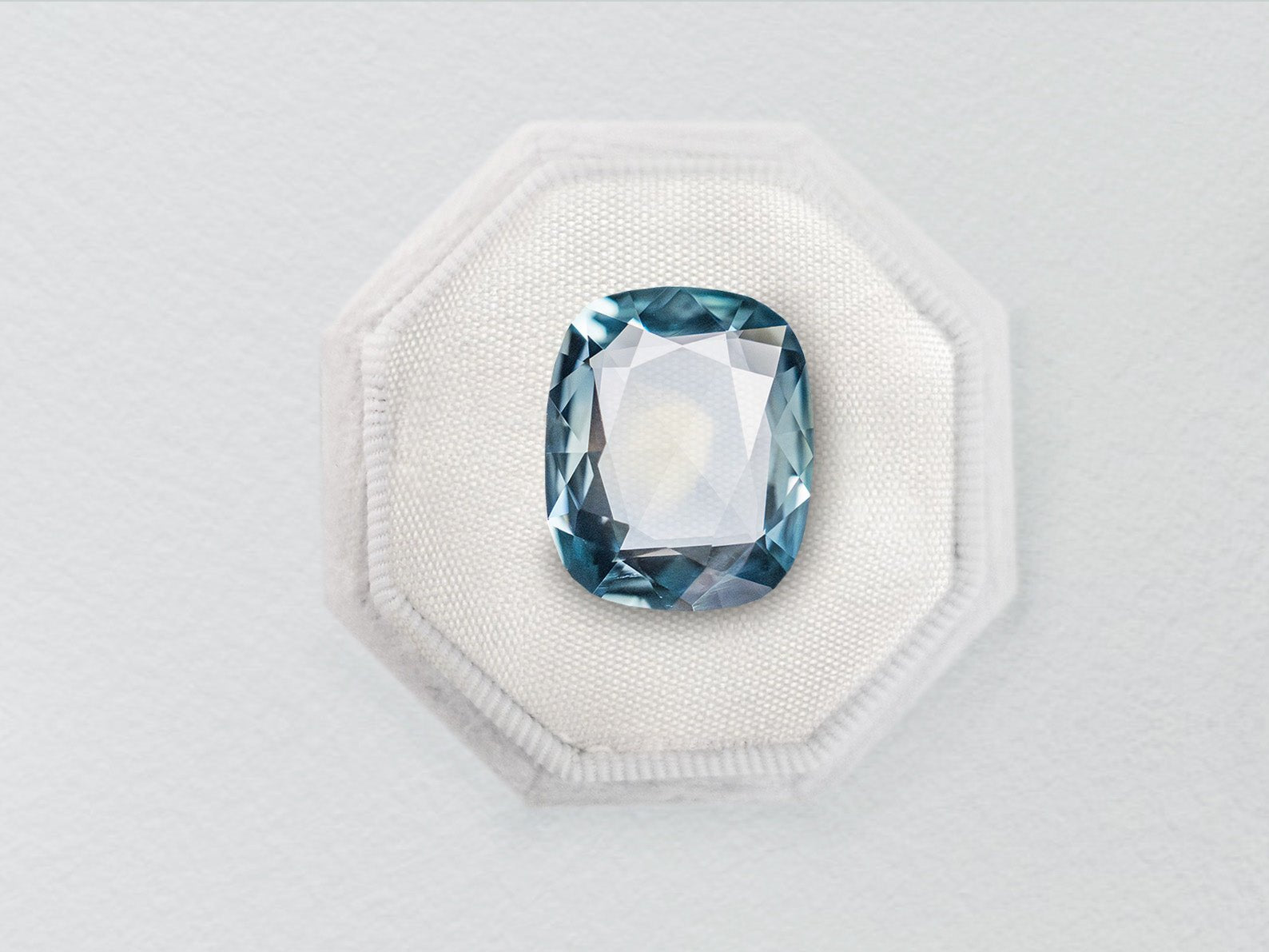 1.95ct Blue/Teal Cushion Brilliant Sapphire - Lelya - bespoke engagement and wedding rings made in Scotland, UK