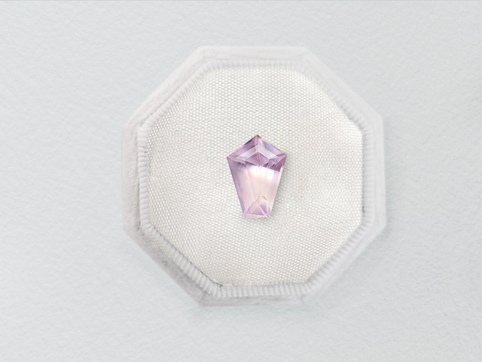 1ct Pink Pentagon Step Cut Sapphire - Lelya - bespoke engagement and wedding rings made in Scotland, UK