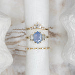 2.04ct Hexagon Sapphire Moonlight's Hush Ring - Lelya - bespoke engagement and wedding rings made in Scotland, UK