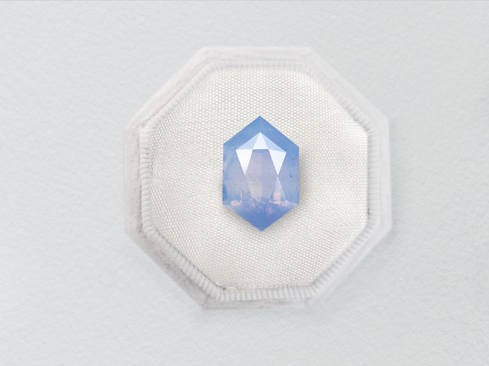 2.04ct Opalescent Pale Lilac Hexagon Brilliant Sapphire - Lelya - bespoke engagement and wedding rings made in Scotland, UK