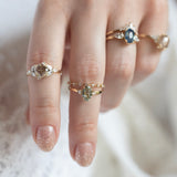 0.93ct Green Rose Cut Stella Triad Ring