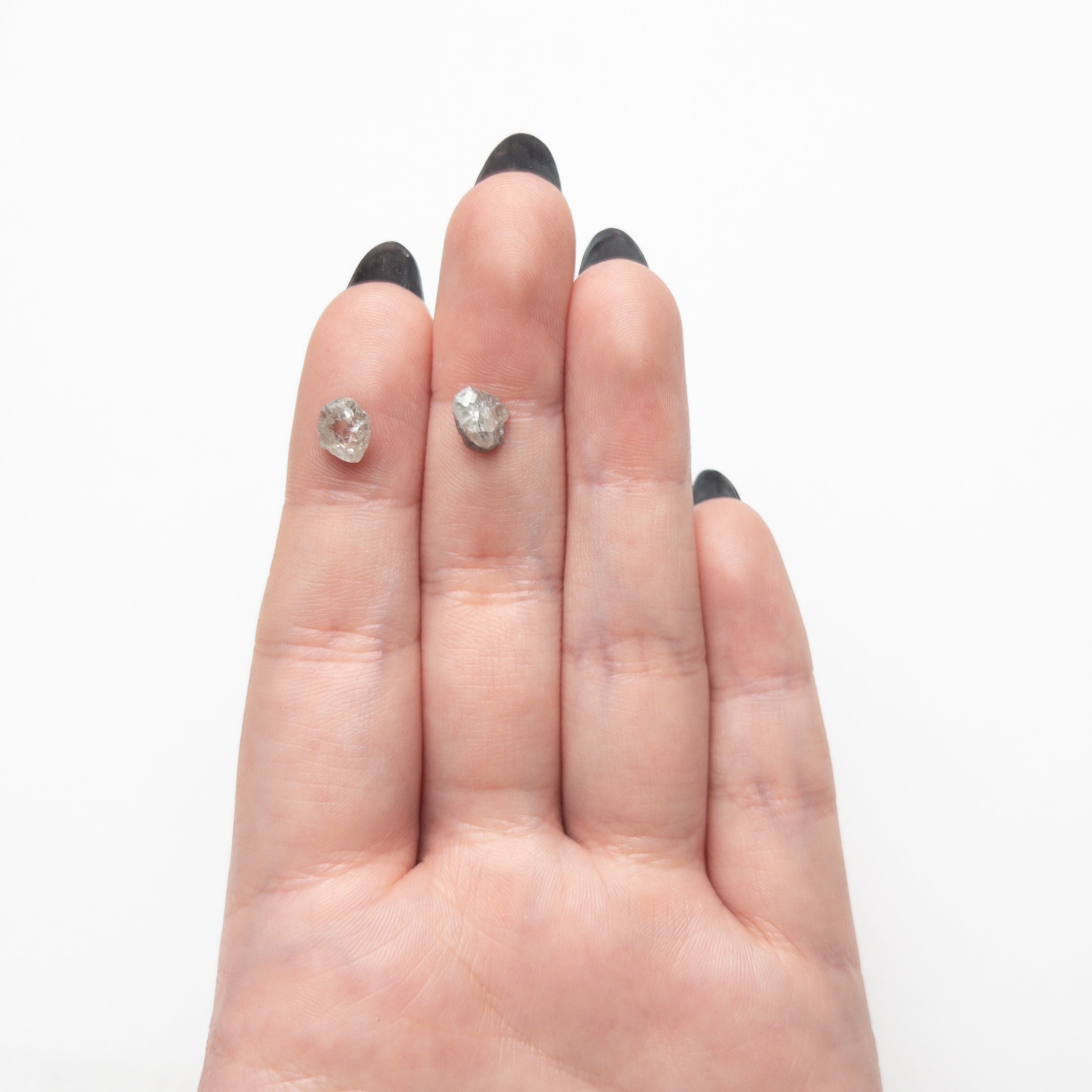 3.78cttw 2pc 7.28x6.85x4.57mm 6.55x6.32x5.44mm Polished Raw Diamond Matching Pair 🇨🇦 27971-01 - Lelya - bespoke engagement and wedding rings made in Scotland, UK