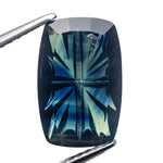 4.09ct 12.75x8.30x3.16mm Cushion Fantasy Cut Sapphire 27762-03 - Lelya - bespoke engagement and wedding rings made in Scotland, UK