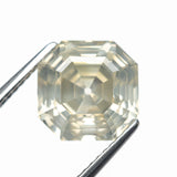 5.51ct 9.76x9.75x6.75mm GIA I1 Fancy Light Grey Green Yellow Antique Cut Corner Square Step Cut 28026-01 - Lelya - bespoke engagement and wedding rings made in Scotland, UK