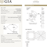 5.51ct 9.76x9.75x6.75mm GIA I1 Fancy Light Grey Green Yellow Antique Cut Corner Square Step Cut 28026-01 - Lelya - bespoke engagement and wedding rings made in Scotland, UK