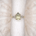 Payment 1 out of 2 - Reserve Stone and Complete Design - 0.98ct Sage Pear Brilliant Sapphire - Custom high complexity setting - 14k yellow gold - UK Size L - Lelya - bespoke engagement and wedding rings made in Scotland, UK