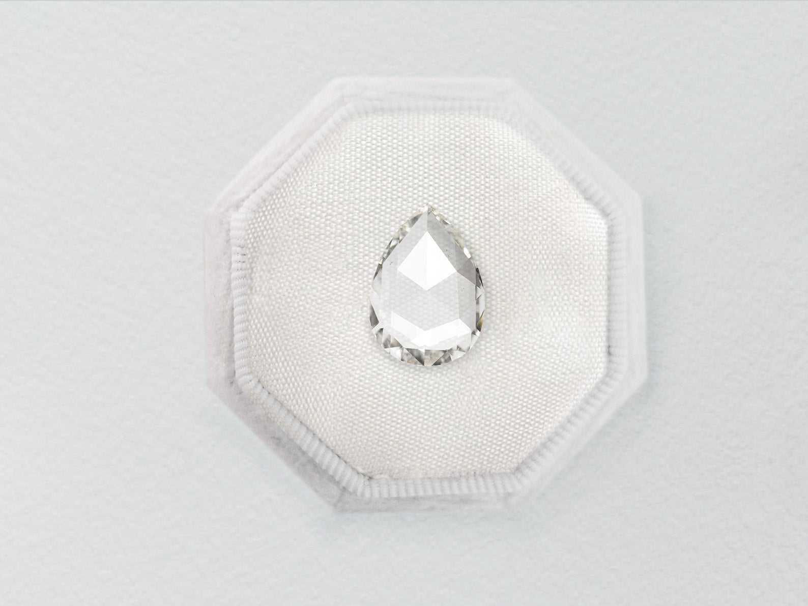 0.6ct White Pear Rosecut Diamond - Lelya - bespoke engagement and wedding rings made in Scotland, UK