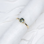 0.75ct Peacock Parti Sapphire Aurora Triad - Lelya - bespoke engagement and wedding rings made in Scotland, UK