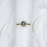 0.75ct Peacock Parti Sapphire Aurora Triad - Lelya - bespoke engagement and wedding rings made in Scotland, UK